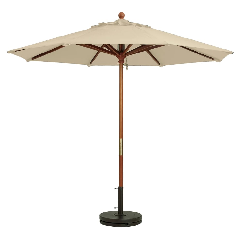 Grosfillex® Wooden Market Umbrella, 9 Feet, Khaki